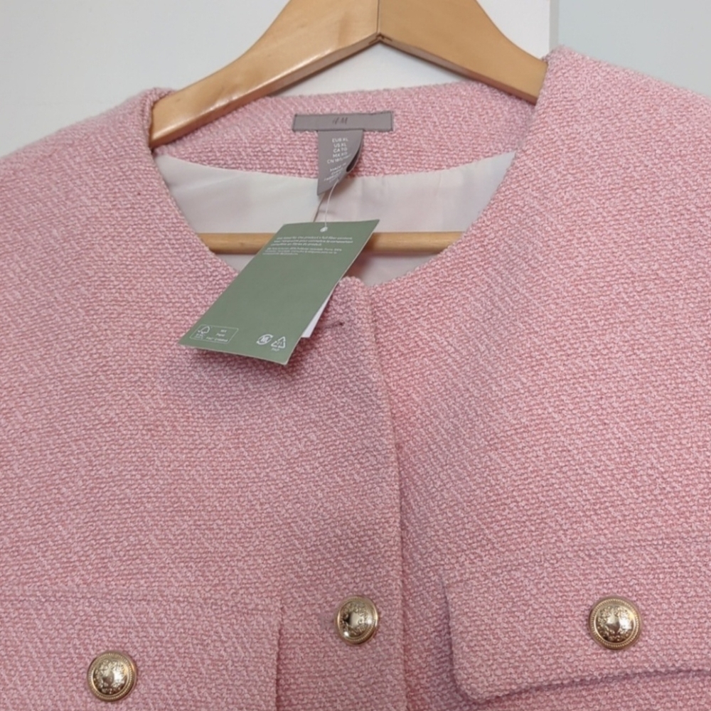 H&M Light Pink Cropped Blazer with Gold Accents - Picture 5 of 6